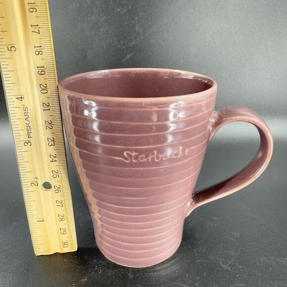 Starbucks 2009 Stockholm Design House Purple Mauve Ribbed Coffee Mug Cup Ceramic - Picture 4 of 11